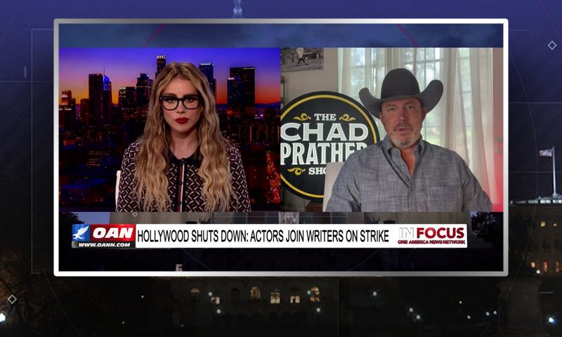 Video still from Chad Prather's interview with In Focus on One America News Network