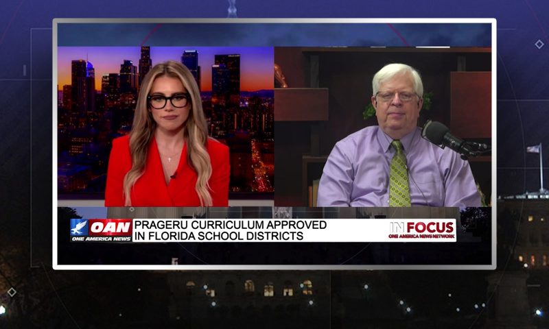 Video still from Dennis Prager's interview with In Focus on One America News Network