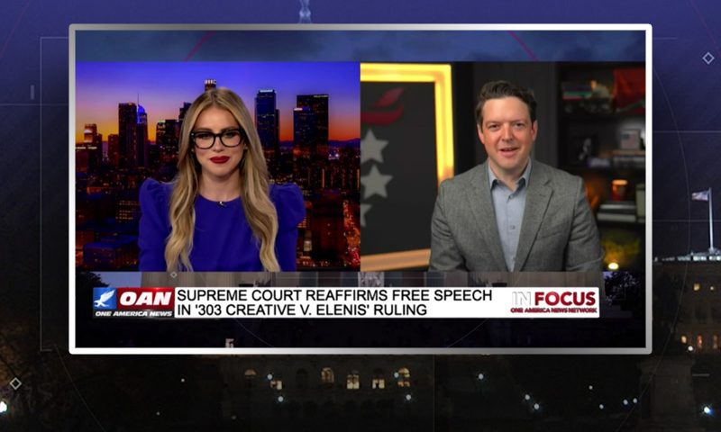 Video still from Ryan Helfenbein's interview with In Focus on One America News Network