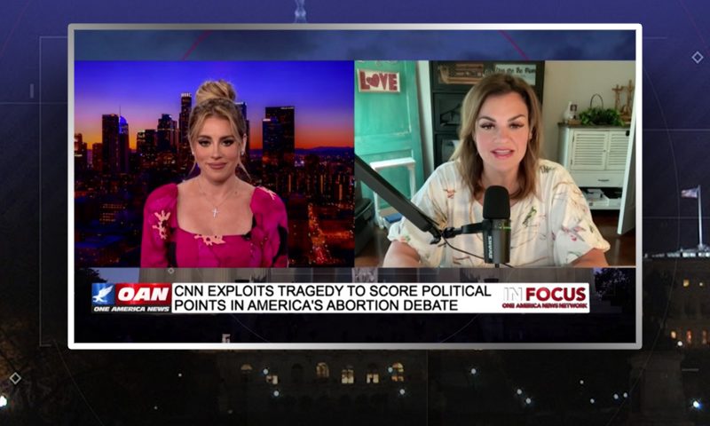 Video still from Abby Johnson's interview with In Focus on One America News Network
