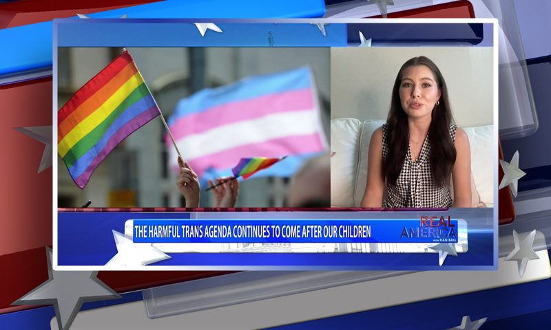 Video still from Morgonn McMichael's interview with Real America on One America News Network