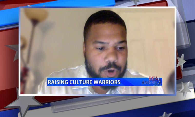 Video still from Cristian Clementi and Cameron Hembre's interview with Real America on One America News Network