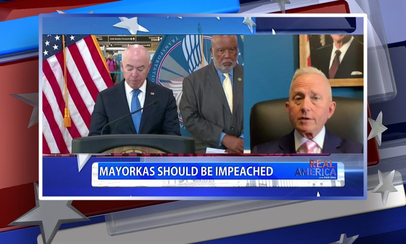 Video still from Jeff Van Drew's interview with Real America on One America News Network