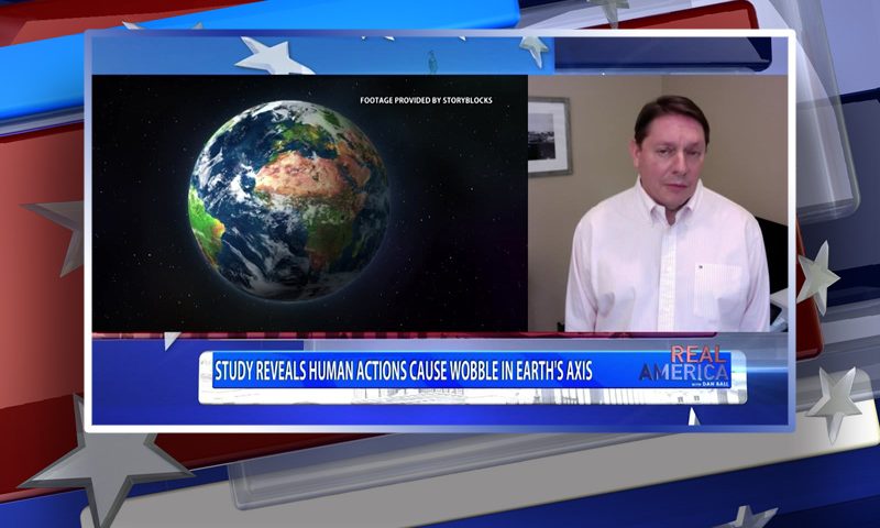 Video still from Steve Milloy's interview with Real America on One America News Network