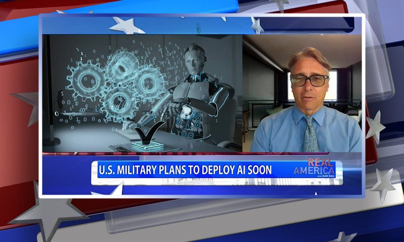 Video still from Christopher Alexander's interview with Real America on One America News Network