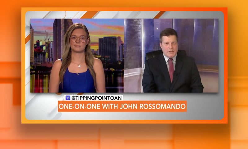 Video still from John Rossomando's interview with Tipping Point on One America News Network