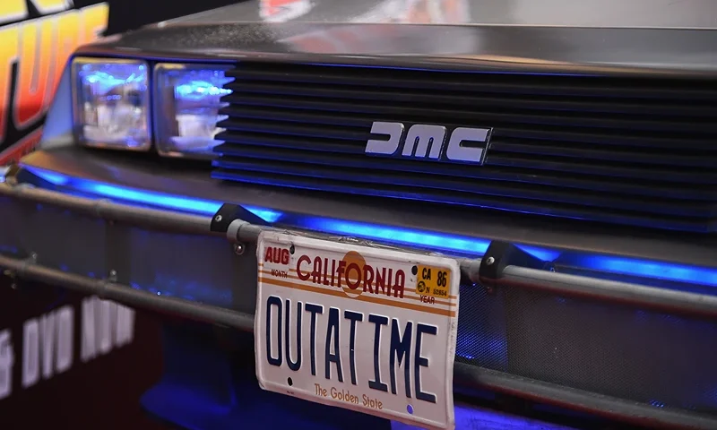 NEW YORK, NY - OCTOBER 21: A DeLorean car on the red carpet during the Back to the Future reunion with fans in celebration of the Back to the Future 30th Anniversary Trilogy on Blu-ray and DVD on October 21, 2015 at AMC Loews Lincoln Square 13 in New York City. (Photo by Ilya S. Savenok/Getty Images for Universal Pictures Home Entertainment)