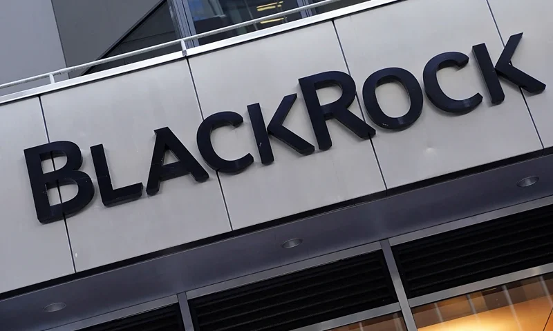 FILE PHOTO: The BlackRock logo is pictured outside their headquarters in the Manhattan borough of New York City, New York, U.S., May 25, 2021. REUTERS/Carlo Allegri/File Photo