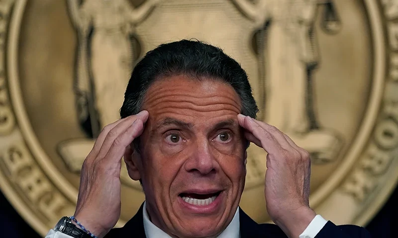 New York Governor Cuomo Provides COVID-19 Update NEW YORK, NY - MAY 03: New York Governor Andrew Cuomo holds a news conference on May, 3, 2021 in New York City. Cuomo announced that all state-mandated capacity restrictions in New York City will be lifted May 19th. (Photo by Timothy A. Clary-Pool/Getty Images)