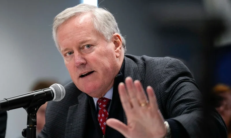 WASHINGTON, DC - NOVEMBER 14: Former White House Chief of Staff during the Trump administration Mark Meadows speaks during a forum titled House Rules and Process Changes for the 118th Congress at FreedowmWorks headquarters on November 14, 2022 in Washington, DC. Several media outlets are reporting that Rep. Andy Biggs is planning to challenge House Minority Leader Kevin McCarthy in his bid to become Speaker of the House. (Photo by Drew Angerer/Getty Images)