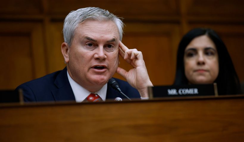 WASHINGTON, DC - MARCH 08: House Oversight Committee Chairman James Comer (R-KY) questions witnesses during the first public hearing of the House Select Subcommittee on the Coronavirus Pandemic in the Rayburn House Office Building on Capitol Hill on March 08, 2023 in Washington, DC. Witnesses and members of the subcommittee aired and debated their disagreements about the possible origins of the COVID-19 coronavirus and whether it came from nature or a laboratory in China. (Photo by Chip Somodevilla/Getty Images)