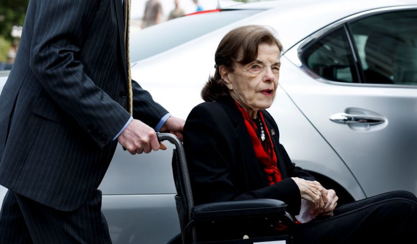 WASHINGTON, DC - MAY 10: Sen. Dianne Feinstein (D-CA) arrives to the U.S. Capitol Building on May 10, 2023 in Washington, DC. Feinstein is returning to Washington after over two months away following a hospitalization due to shingles. (Photo by Anna Moneymaker/Getty Images)