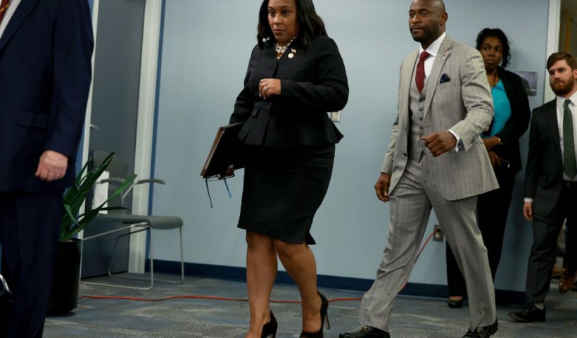 Fulton County District Attorney Fani Willis arrives to speak at a news conference at the Fulton County Government building on August 14, 2023 in Atlanta, Georgia. A grand jury today handed up an indictment naming former President Donald Trump and his Republican allies over an alleged attempt to overturn the 2020 election results in the state. (Photo by Joe Raedle/Getty Images)