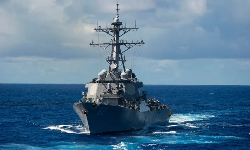 AT SEA - AUGUST 20: (FILE PHOTO) In this handout photo provided by the U.S. Navy, the guided-missile destroyer USS Fitzgerald (DDG 62) is underway on August 20, 2013 in the Pacific Ocean. Fitzgerald is on patrol with the George Washington Carrier Strike Group in the U.S. 7th Fleet area of responsibility supporting security and stability in the Indo-Asia-Pacific region. (Photo by Mass Communication Specialist 3rd Class Paul Kelly/U.S. Navy via Getty Images)