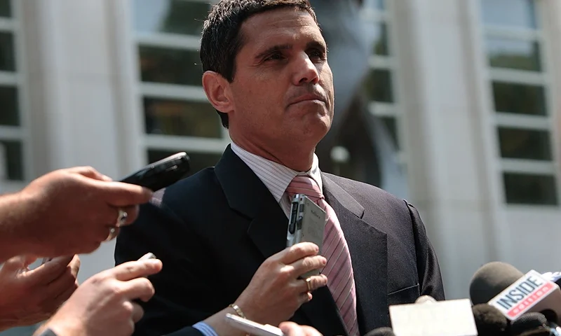 NBA Referee Enters Plea In Gambling Case NEW YORK - AUGUST 15: Defense attorney John Lauro speaks to the media after his client, former NBA referee Tim Donaghy, pleaded guilty to two felony charges August 15, 2007 in the Brooklyn borough of New York City. Donaghy, charged with conspiracy to engage in wire fraud and transmitting of gambling information, was allegedly involved in a betting scheme whereby he provided information used to make bets in exchange for money. (Photo by Chris Hondros/Getty Images)