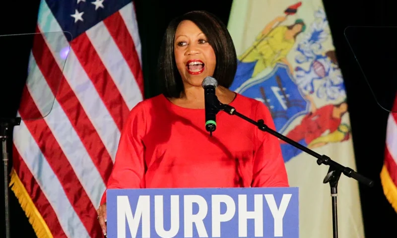 ASBURY PARK, NJ - NOVEMBER 07: New Jersey Lt. Gov.-elect Sheila Oliver speaks at an election-night rally for Gov.-elect Phill Murphy on November 7, 2017 in Asbury Park, New Jersey. Murphy was projected an early winner over Republican Lt. Gov. Kim Guadagno. (Photo by Eduardo Munoz Alvarez/Getty Images)