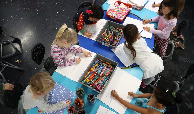 Education Minister Chris Hipkins Announces Funding For Primary Schools In Auckland AUCKLAND, NEW ZEALAND - JULY 04: Children are pictured in a classroom after Education Minister Chris Hipkins announced a new primary school and more classrooms for existing schools in Auckland schools at Waterview Primary School on July 4, 2018 in Auckland, New Zealand. New Zealand primary school teachers and principals have voted to go on strike - their first industrial action since 1994 - after rejecting a pay offer from the Government. About 27,000 primary school staff voted "overwhelmingly in favour" of a half-day work stoppage on August 15 with the possibility of extending the strike to a full day. (Photo by Phil Walter/Getty Images)