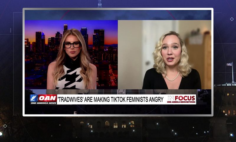 Video still from Estee Williams' interview with In Focus on One America News Network