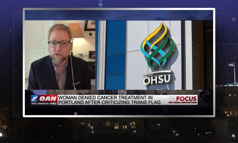 Video still from Gregory Angelo's interview with In Focus on One America News Network