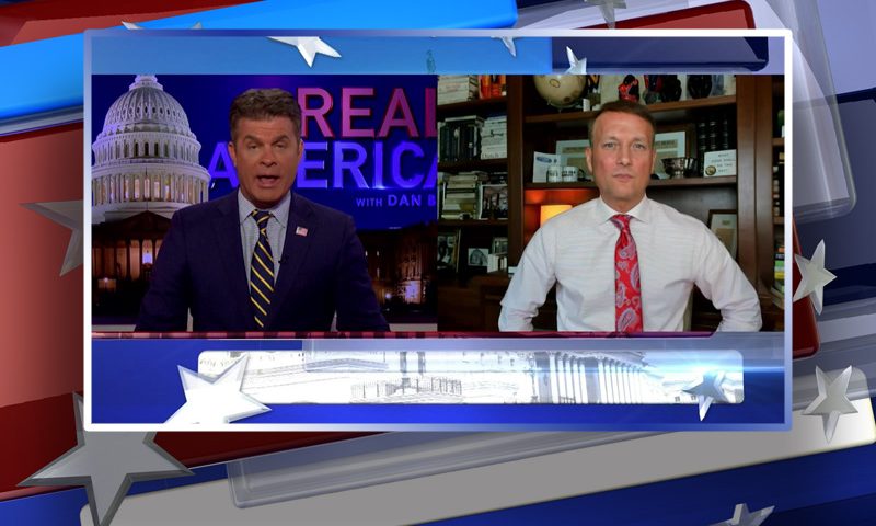 Video still from Adam Andrzejewski's interview with Real America on One America News Network