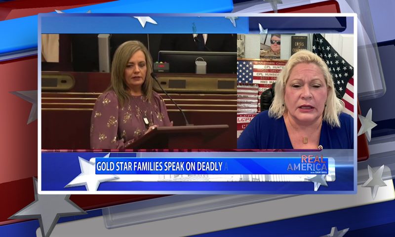 Video still from Paula Knauss' interview with Real America on One America News Network