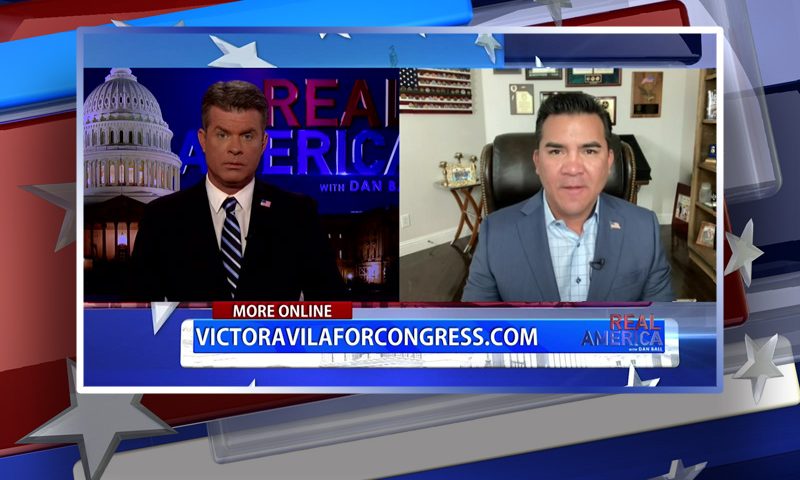 Video still from Victor Avila's interview with Real America on One America News Network