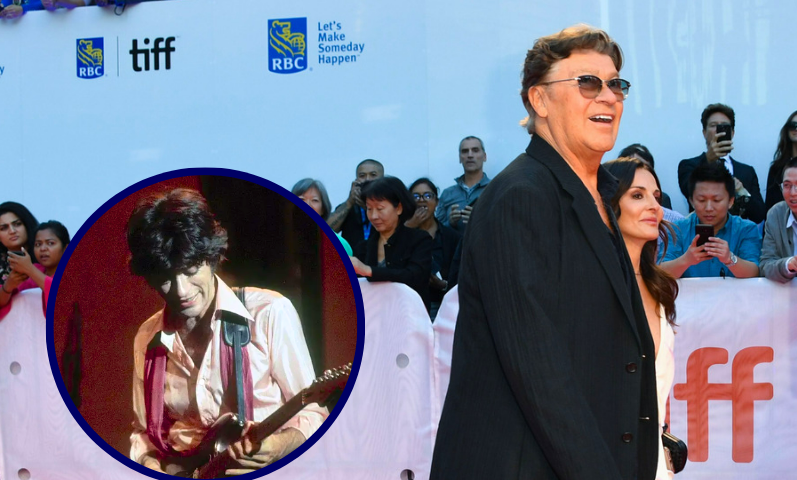 (L) SAN FRANCISCO - November 25: Robbie Robertson performs with 'the Band' at Winterland Arena in San Francisco, California on November 25, 1976. (Photo by Larry Hulst/Michael Ochs Archives/Getty Images) / (R) Canadian musician Robbie Robertson and Janet Zuccarini arrive for the Opening Night Gala presentation of "Once Were Brothers: Robbie Robertson and The Band" during the Toronto International Film Festival, on September 5, 2019, in Toronto, Ontario, Canada. (Photo by VALERIE MACON / AFP) (Photo credit should read VALERIE MACON/AFP via Getty Images)