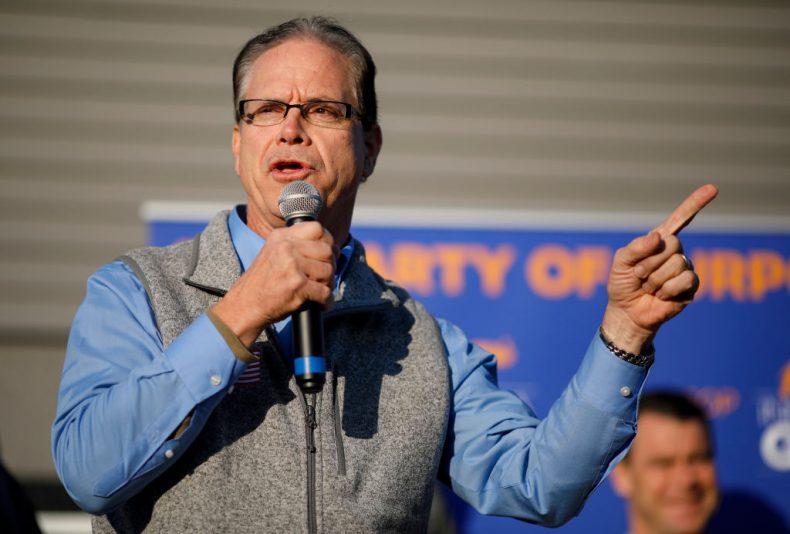 GREENWOOD, IN - NOVEMBER 03: Republican Senate candidate Mike Braun speaks during a campaign stop on November 3, 2018 in Greenwood, Indiana. Braun is locked in a tight race with incumbent Democrat Sen. Joe Donnelly. (Photo by Aaron P. Bernstein/Getty Images)