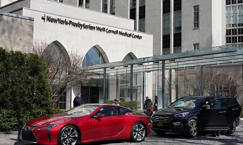 Major Cities In The U.S. Adjust To Restrictive Coronavirus Measures NEW YORK, NY - MARCH 15: An exterior view of New York-Presbyterian / Weill Cornell Medical Center entrance as the coronavirus continues to spread across the United States on March 15, 2020 in New York City. The World Health Organization declared coronavirus (COVID-19) a global pandemic on March 11th. (Photo by Cindy Ord/Getty Images)