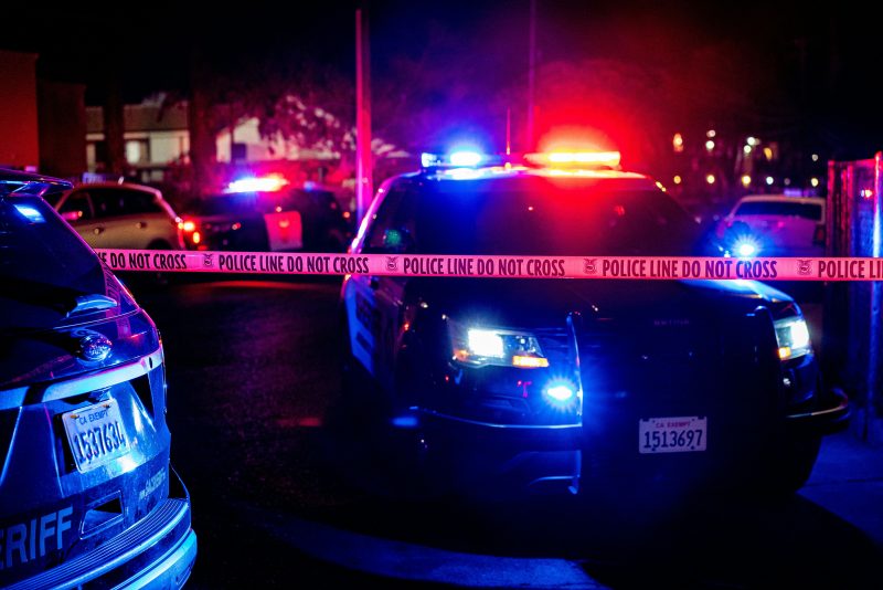 Police tape blocks off the crime scene outside a church where a man shot dead four people, including three of his children, before turning the gun on himself, February 28, 2022 in Sacramento, California. - A father shot dead three of his own children on February 28 before turning the gun on himself in a US church, police said. A fifth person also died in the shooting in Sacramento, California, though it was not clear if that person was related to what police said was a domestic incident. (Photo by Andri Tambunan / AFP) (Photo by ANDRI TAMBUNAN/AFP via Getty Images)