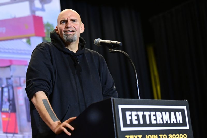 WALLINGFORD, PA - OCTOBER 15: Democratic candidate for U.S. Senate John Fetterman holds a rally at Nether Providence Elementary School on October 15, 2022 in Wallingford, Pennsylvania. Election Day will be held nationwide on November 8, 2022. (Photo by Mark Makela/Getty Images)