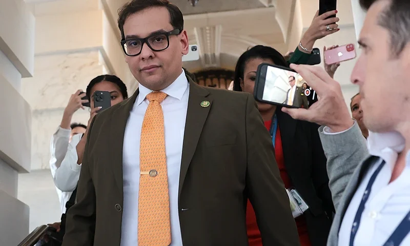 WASHINGTON, DC - MAY 11: U.S. Rep. George Santos (R-NY) departs the U.S. Capitol after a vote on May 11, 2023 in Washington, DC. Federal prosecutors in the Eastern District of New York have charged Santos in a 13-count indictment that includes seven counts of wire fraud, three counts of money laundering, one count of theft of public funds, and two counts of making materially false statements to the House of Representatives. (Photo by Win McNamee/Getty Images)