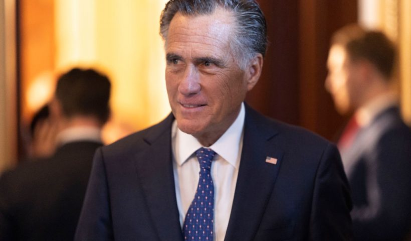 WASHINGTON, DC - MAY 31: U.S. Sen. Mitt Romney (R-UT) leaves a Republican policy luncheon at the U.S. Capitol on May 31, 2023 in Washington, DC. The Senate is expected to take up The Fiscal Responsibility Act, legislation negotiated between the White House and House Republicans to raise the debt ceiling until 2025 and avoid a federal default, if the bill passes the House vote. (Photo by Kevin Dietsch/Getty Images)