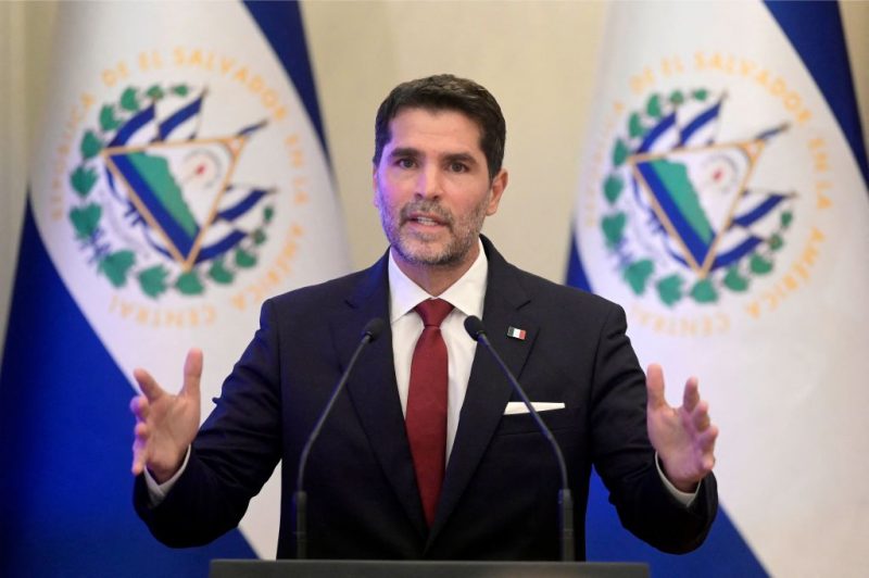 Mexican actor Eduardo Verástegui speaks during a press conference with El Salvador's President Nayib Bukele before signing a letter of intent for the eradication of child trafficking at the Presidential House in San Salvador on July 28, 2023. (Photo by Oscar Rivera / AFP) (Photo by OSCAR RIVERA/AFP via Getty Images)