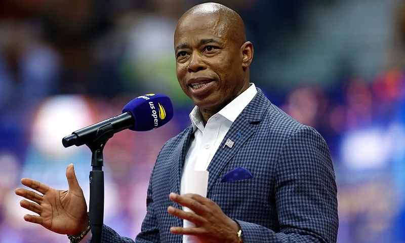 NEW YORK, NEW YORK - AUGUST 28: New York City Mayor Eric Adams speaks prior to the opening night session during their Women/Men's Singles First Round matches on Day One of the 2023 US Open at the USTA Billie Jean King National Tennis Center on August 28, 2023 in the Flushing neighborhood of the Queens borough of New York City. (Photo by Sarah Stier/Getty Images)