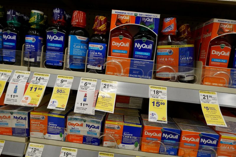 MIAMI, FLORIDA - SEPTEMBER 12: Cold and flu medicine sits on a store shelf on September 12, 2023 in Miami, Florida. The Food and Drug Administration (FDA) advisory panel announced that an ingredient in many over-the-counter cold and allergy medications called phenylephrine doesn’t work to get rid of nasal congestion and that the decongestant was no more effective than a placebo. (Photo by Joe Raedle/Getty Images)