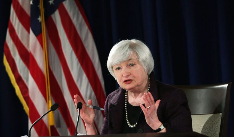 WASHINGTON, DC - DECEMBER 17: Federal Reserve Board Chairwoman Janet Yellen speaks during a news conference December 17, 2014 at the headquarters of Federal Reserve Board of Governors in Washington, DC. The Federal Reserve announced that it will not increase target funds rate for now. (Photo by Alex Wong/Getty Images)