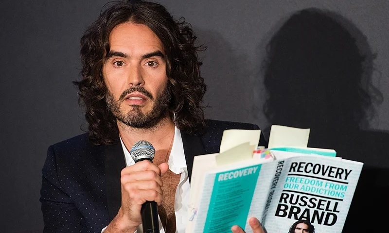 LONDON, ENGLAND - OCTOBER 14: Russell Brand takes part in a discussion at Esquire Townhouse, Carlton House Terrace on October 14, 2017 in London, England. (Photo by Jeff Spicer/Getty Images)