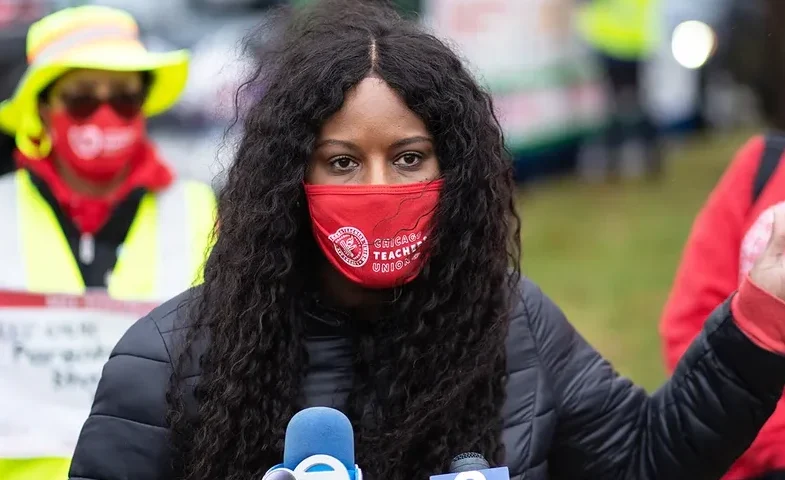 Chicago Teachers Union President Stacy Davis Gates enrolled her teenage son in a Catholic high school located in Chicago's South Side, according to a report by NBC Chicago. (Max Herman/NurPhoto via Getty Images)