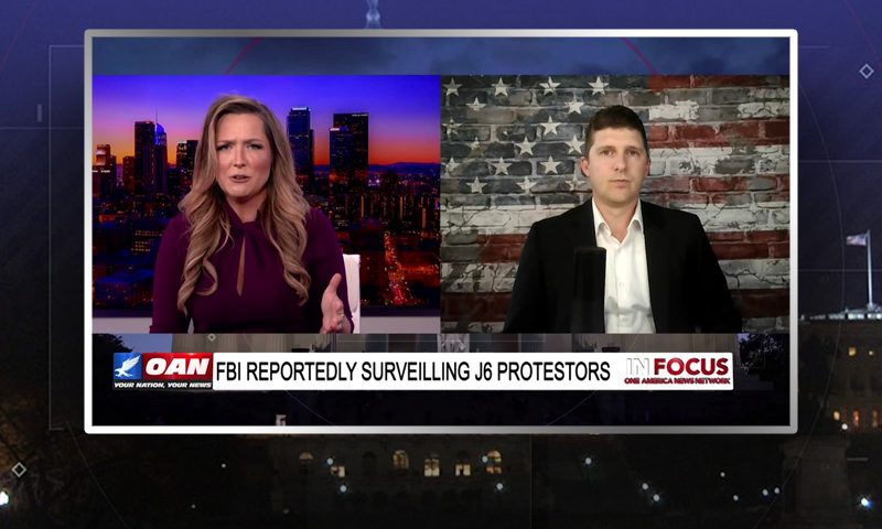 Video still from Derrick Evans' interview with In Focus on One America News Network