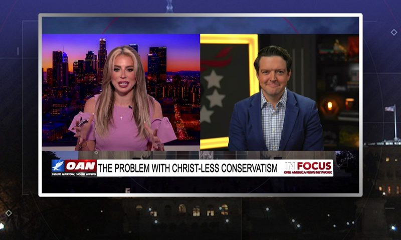 Video still from Ryan Helfenbein's interview with In Focus on One America News Network