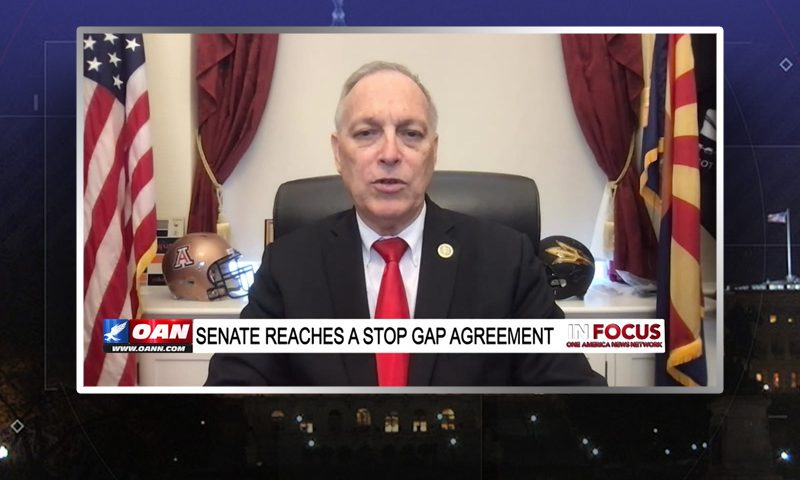 Video still from Rep. Andy Biggs' interview with In Focus on One America News Network