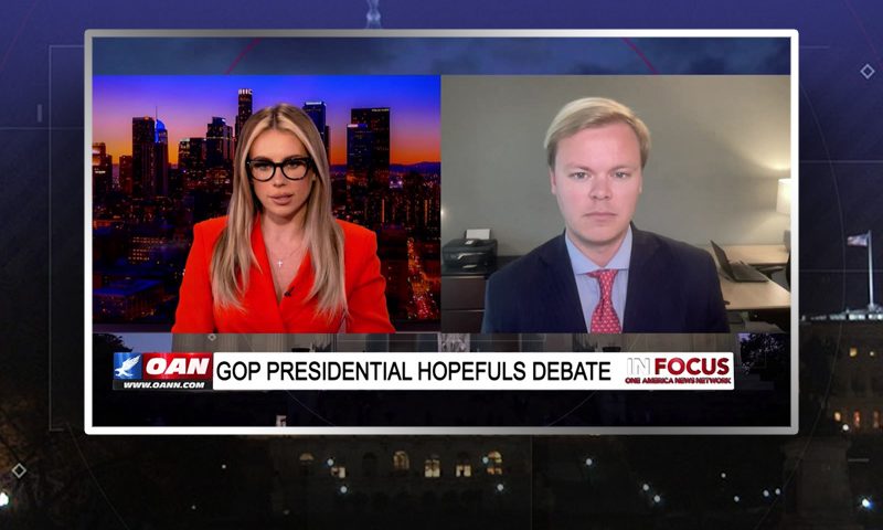 Video still from Charlie Kolean's interview with In Focus on One America News Network