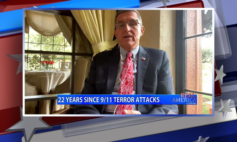 Video still from General Michael Flynn's interview with Real America on One America News Network