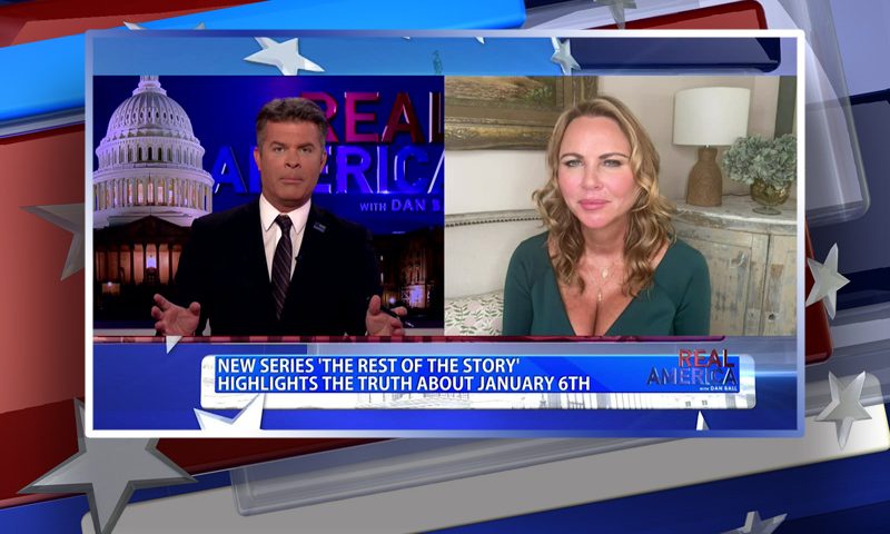 Video still from Lara Logan's interview with Real America on One America News Network