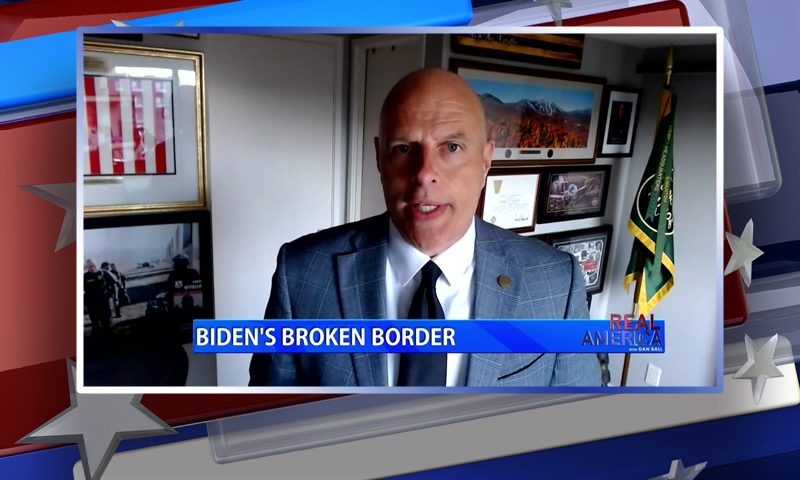 Video still from Ron Vitiello's interview with Real America on One America News Network