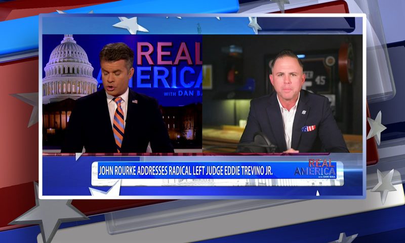 Video still from John Rourke's interview with Real America on One America News Network