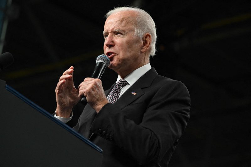 US President Joe Biden delivers remarks at the IBM facility in Poughkeepsie, New York, on October 6, 2022. - IBM's CEO Arvind Krishna announced Thursday a $20-billion investment in quantum computing, semiconductor manufacturing and other high-tech areas in its New York state facilities. (Photo by MANDEL NGAN / AFP) (Photo by MANDEL NGAN/AFP via Getty Images)