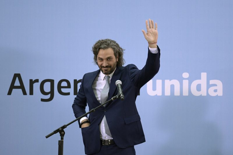 New Ministers Swear In After Primary Midterm Elections BUENOS AIRES, ARGENTINA - SEPTEMBER 20: Newly appointed Foreign Minister Santiago Cafiero gestures during the swearing in ceremony at Museo del Bicentenario on September 20, 2021 in Buenos Aires, Argentina. As most Ministers presented their resignation after the results of the primary midterm elections, President Alberto Fernandez reestructured the cabinet making Anibal Fernandez Minister of Security;Julian Dominguez Minister of Agriculture, Livestock and Fisheries;Jaime Perczyk Minister of Education; Daniel Filmus Minister of Science and Technology; Santiago Cafiero Foreign Minister; and Juan Manzur Chief of cabinet. (Photo by Juan Mabromata - Pool/Getty Images)