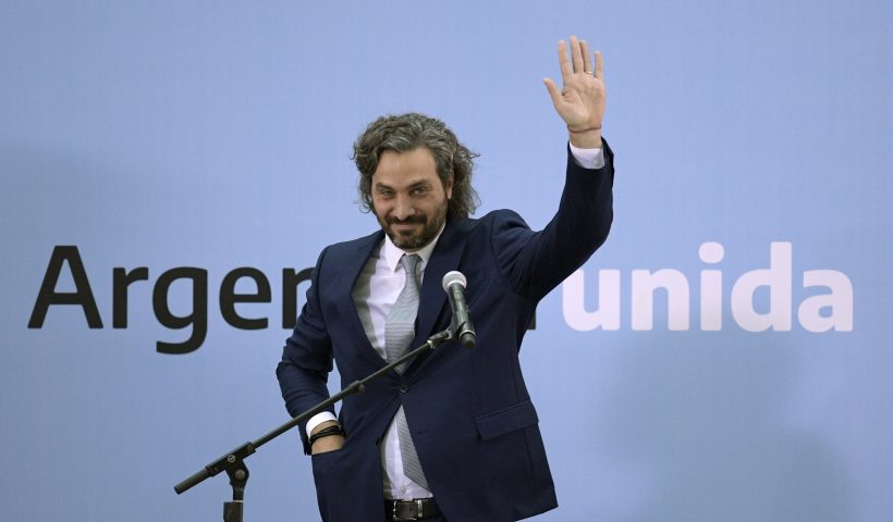 New Ministers Swear In After Primary Midterm Elections BUENOS AIRES, ARGENTINA - SEPTEMBER 20: Newly appointed Foreign Minister Santiago Cafiero gestures during the swearing in ceremony at Museo del Bicentenario on September 20, 2021 in Buenos Aires, Argentina. As most Ministers presented their resignation after the results of the primary midterm elections, President Alberto Fernandez reestructured the cabinet making Anibal Fernandez Minister of Security;Julian Dominguez Minister of Agriculture, Livestock and Fisheries;Jaime Perczyk Minister of Education; Daniel Filmus Minister of Science and Technology; Santiago Cafiero Foreign Minister; and Juan Manzur Chief of cabinet. (Photo by Juan Mabromata - Pool/Getty Images)